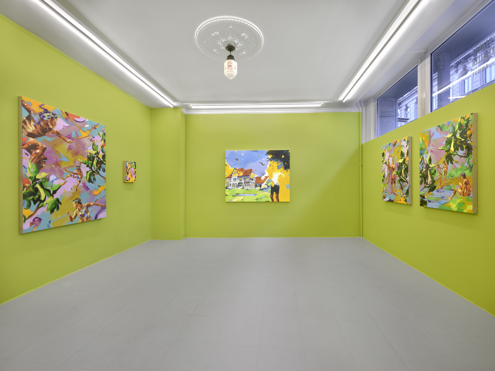 Exhibition view: Norbert Bisky, Im Freien, Kunstverein Freunde Aktueller Kunst, Zwickau, 2023. Photo: © Bernd Borchardt. © the artist /...
