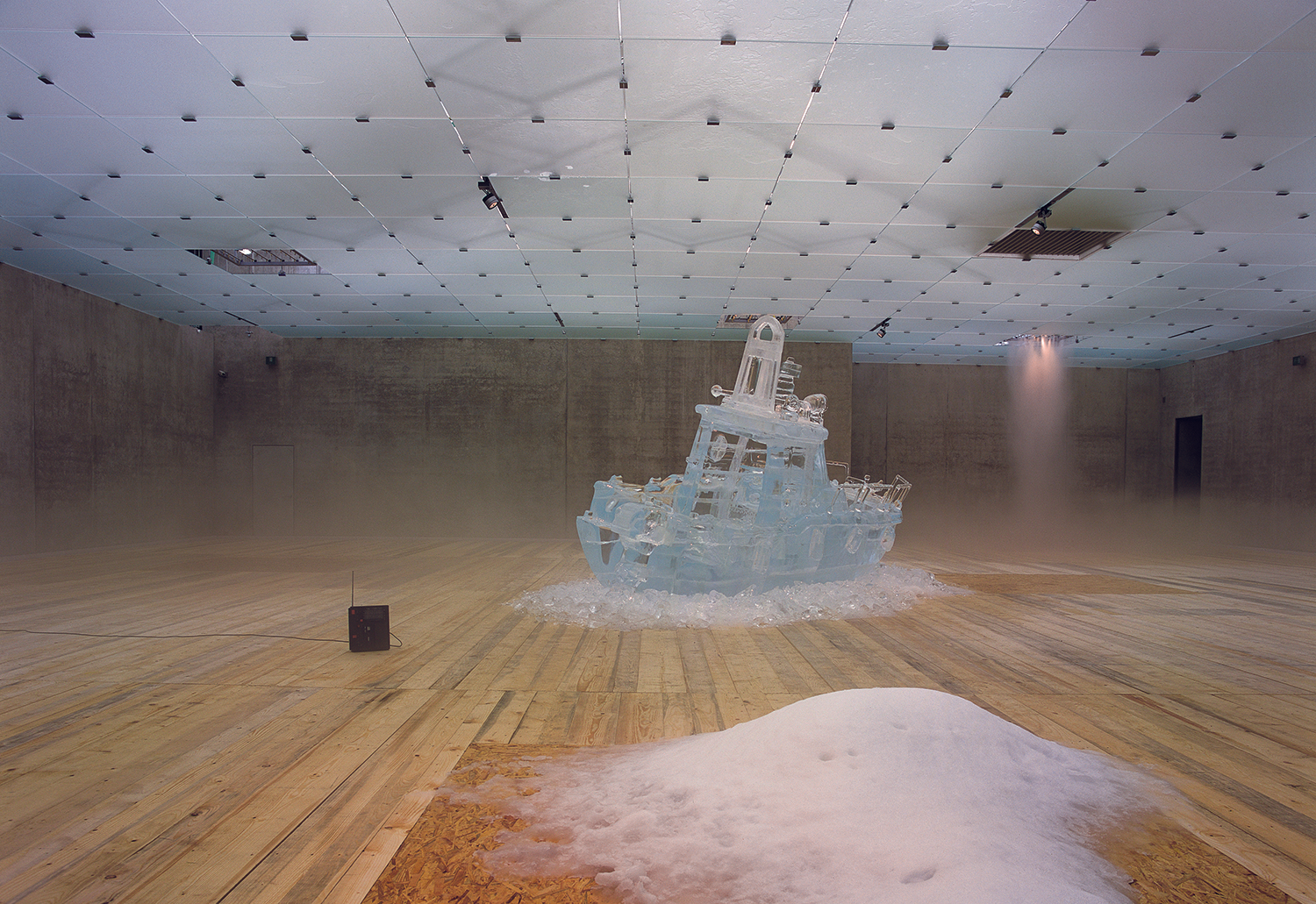 Exhibition view: Pierre Huyghe, L'Expédition Scintillante, A Musical, Kunsthaus Bregenz, 2002. © the artist / VG Bild-Kunst. Photo © Markus...