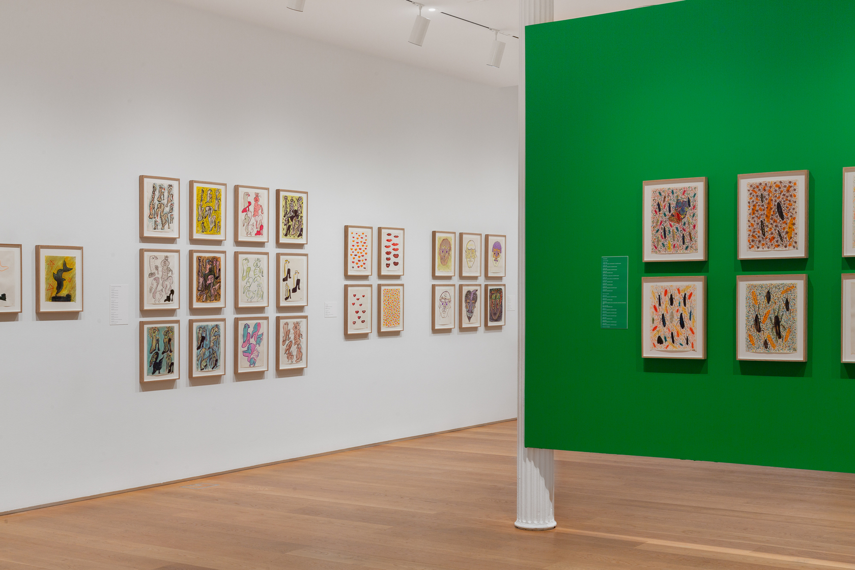 Exhibition view: Ecce Homo: The Drawings of General Idea, The Drawing Center, New York, 2022. Photo &copy; Daniel Terna