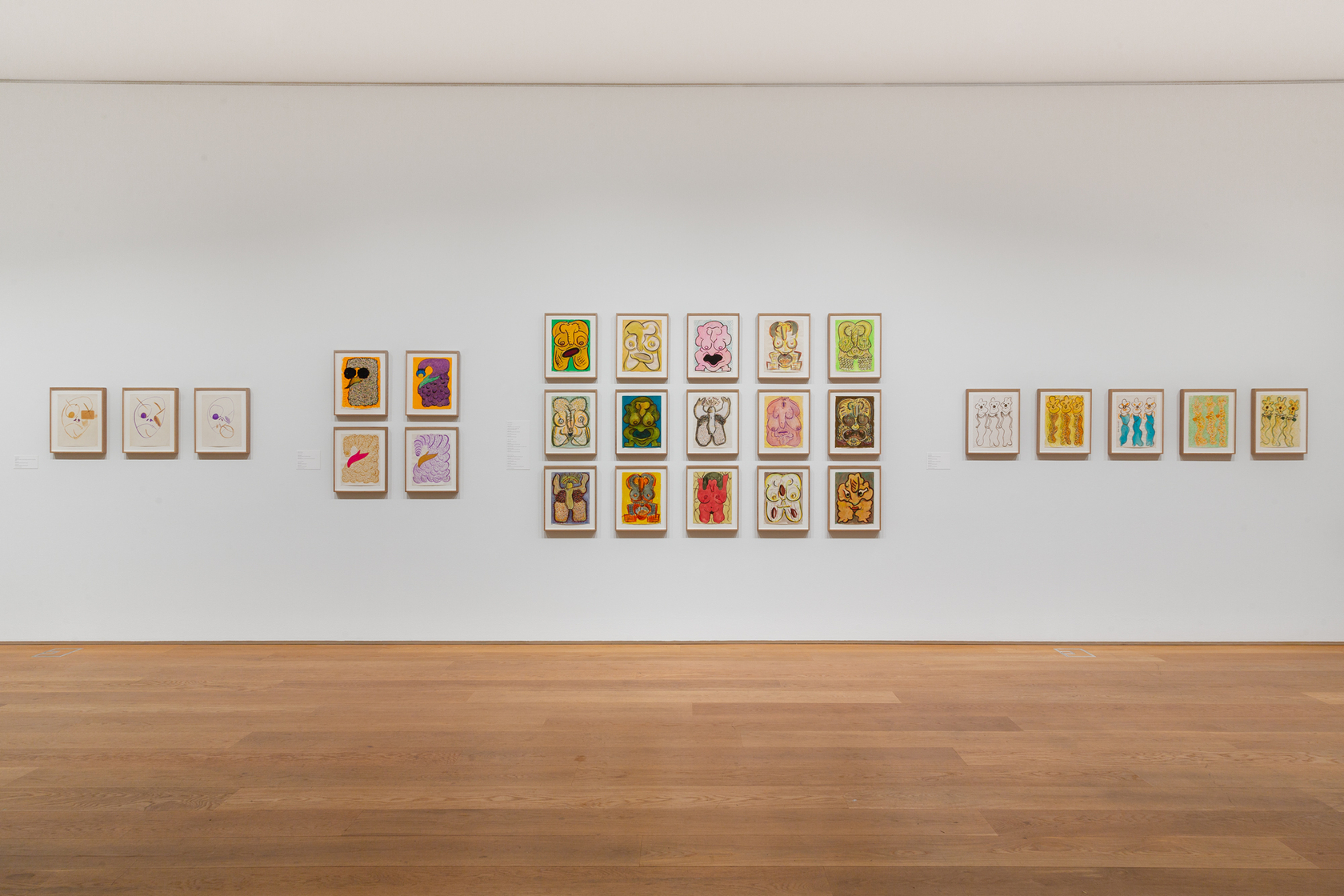 Exhibition view: Ecce Homo: The Drawings of General Idea, The Drawing Center, New York, 2022. Photo &copy; Daniel Terna