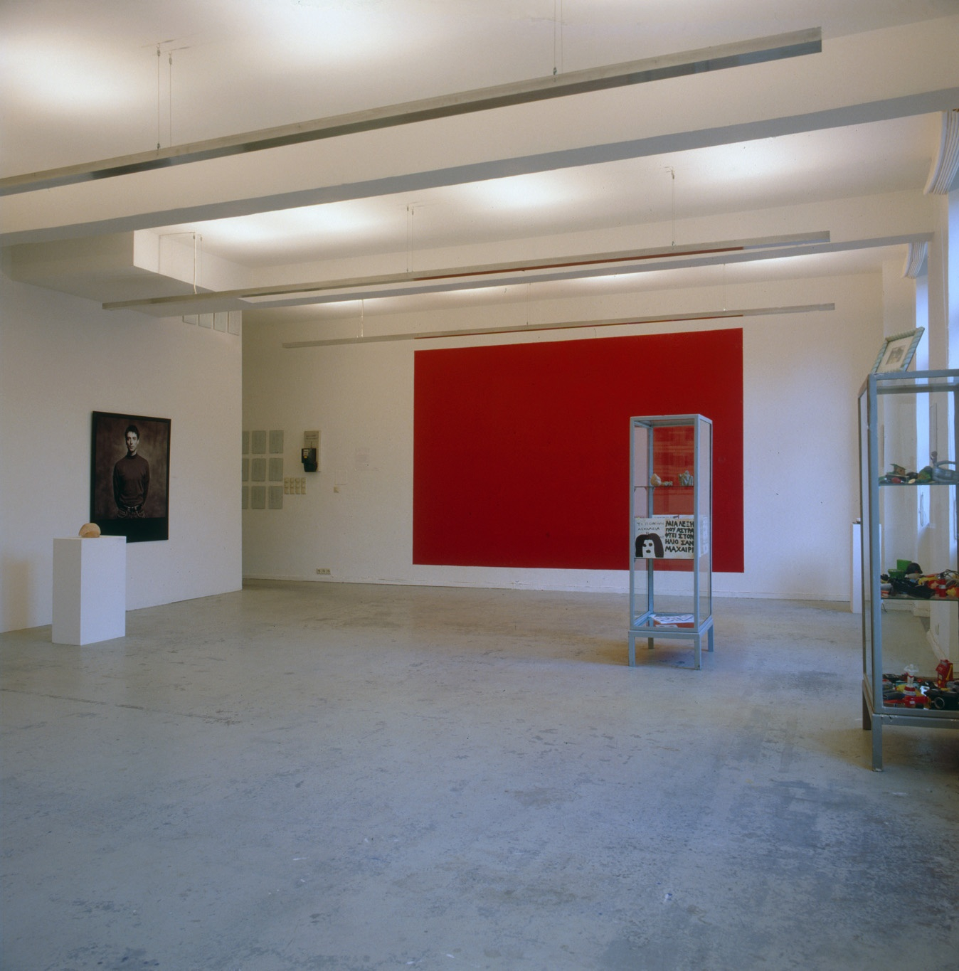 Exhibition view: Jutta Koether, Esther Schipper, Rosemarie Trockel, Rotation, Esther Schipper, Cologne, 1990. Photo &copy; Lothar Schnepf