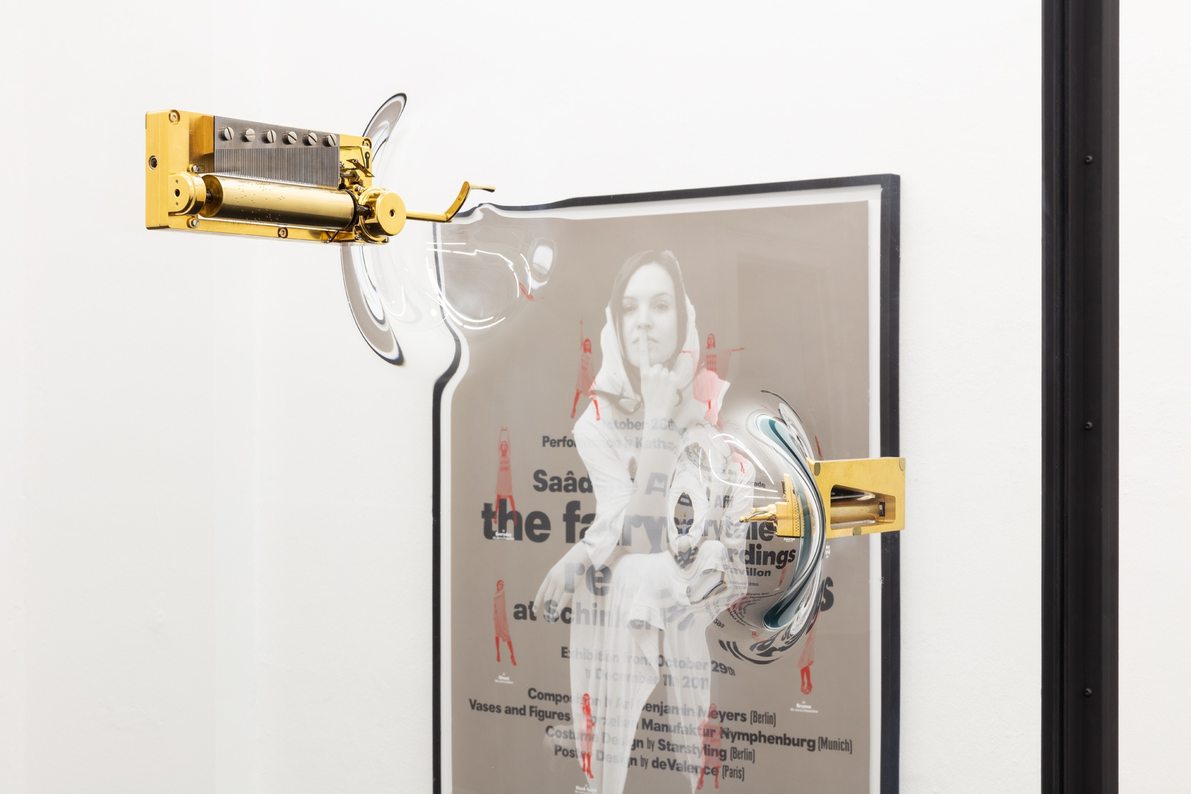 Front: Anri Sala Of Valleys and Peaks, 2017 (detail) Two music boxes, glass, metal frame, electric motor and customized motion-control...