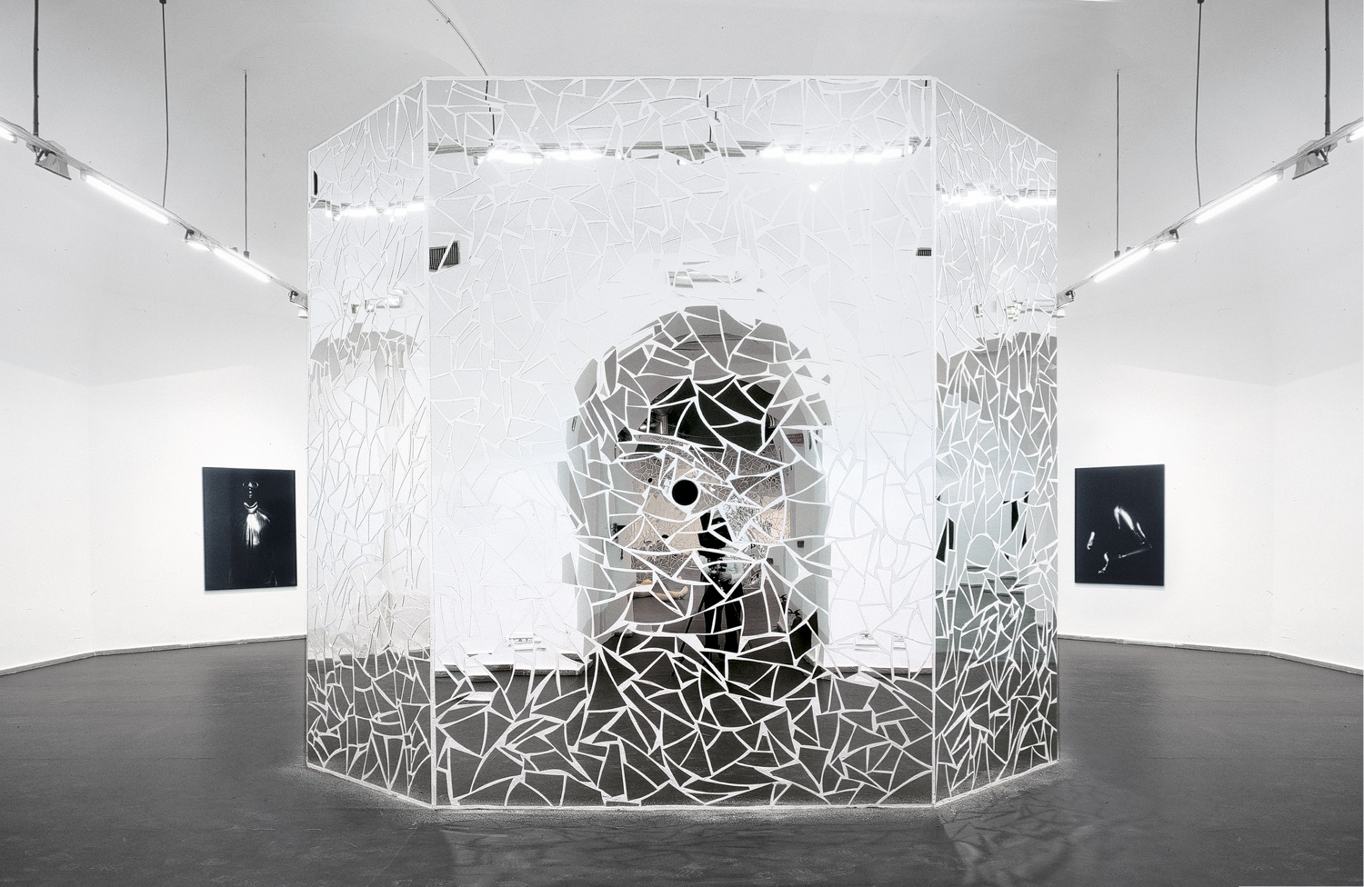 Left: moonlighting, 1999 c-print 120 cm × 164 cm Center: hell, yes! (part ii), 2001 mirror, sound (hell yes!), 4...