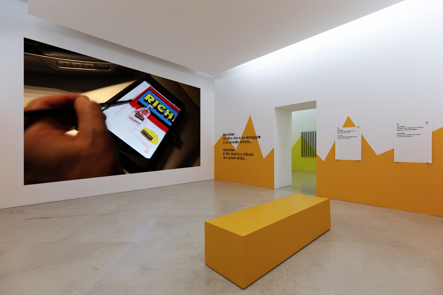 Exhibition view: Liam Gillick, Standing on Top of a Building: Films 2008-2019, Madre Museum, Naples 2019 Photo © Madre Museum,...