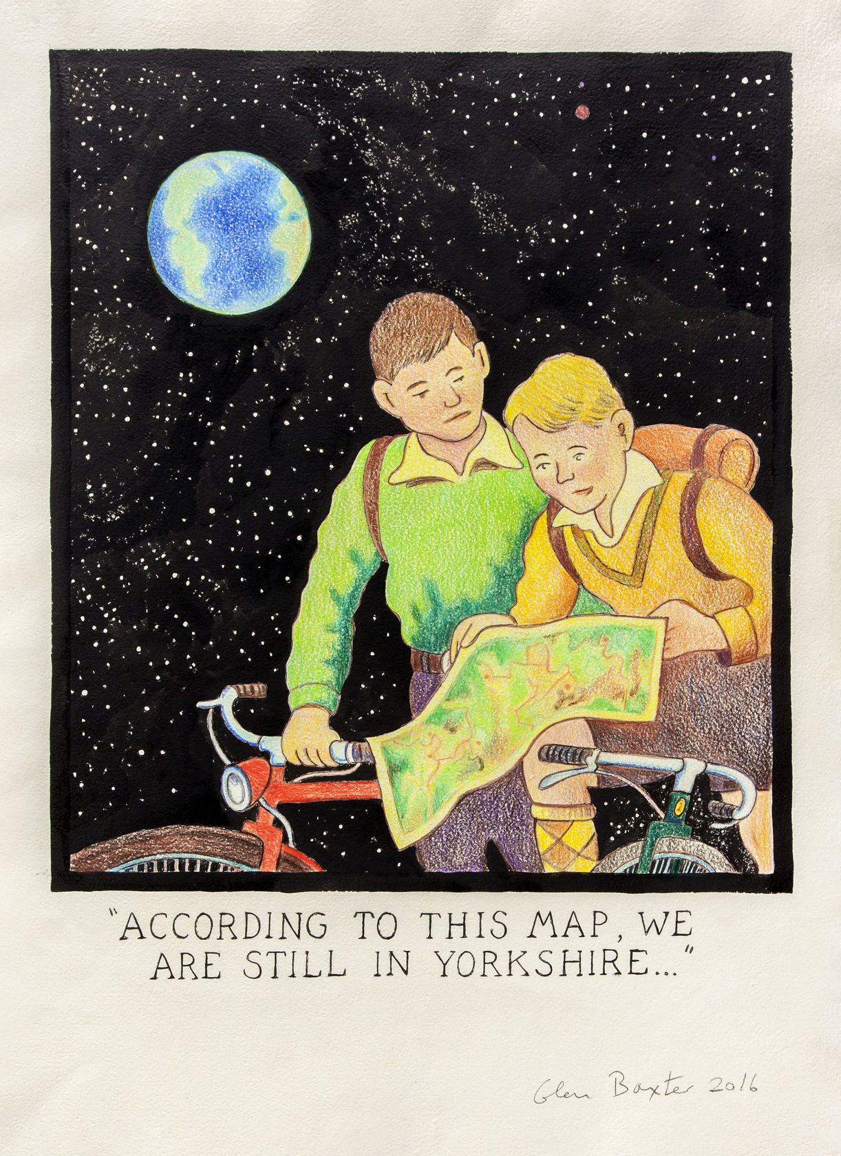 Glen Baxter According to this map, we are still in Yorkshire, 2016