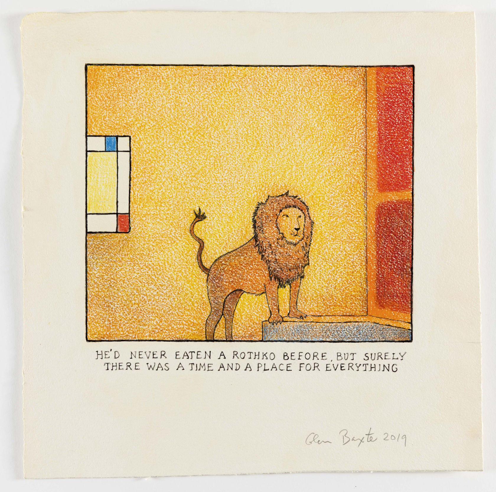Glen Baxter He'd Never Eaten a Rothko Before, But Surely There Was a Time And a Place For Everything, 2019