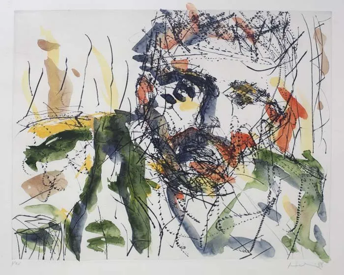 Friedemann Hahn Head with Bottle and Glass, 1988