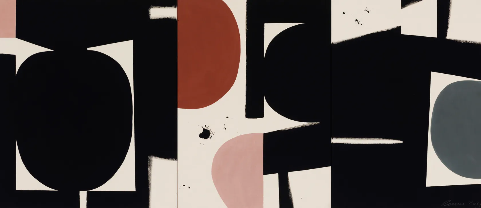 Liza Giles Black, Burnt Sienna & Plaster Triptych (Composition I), 2021