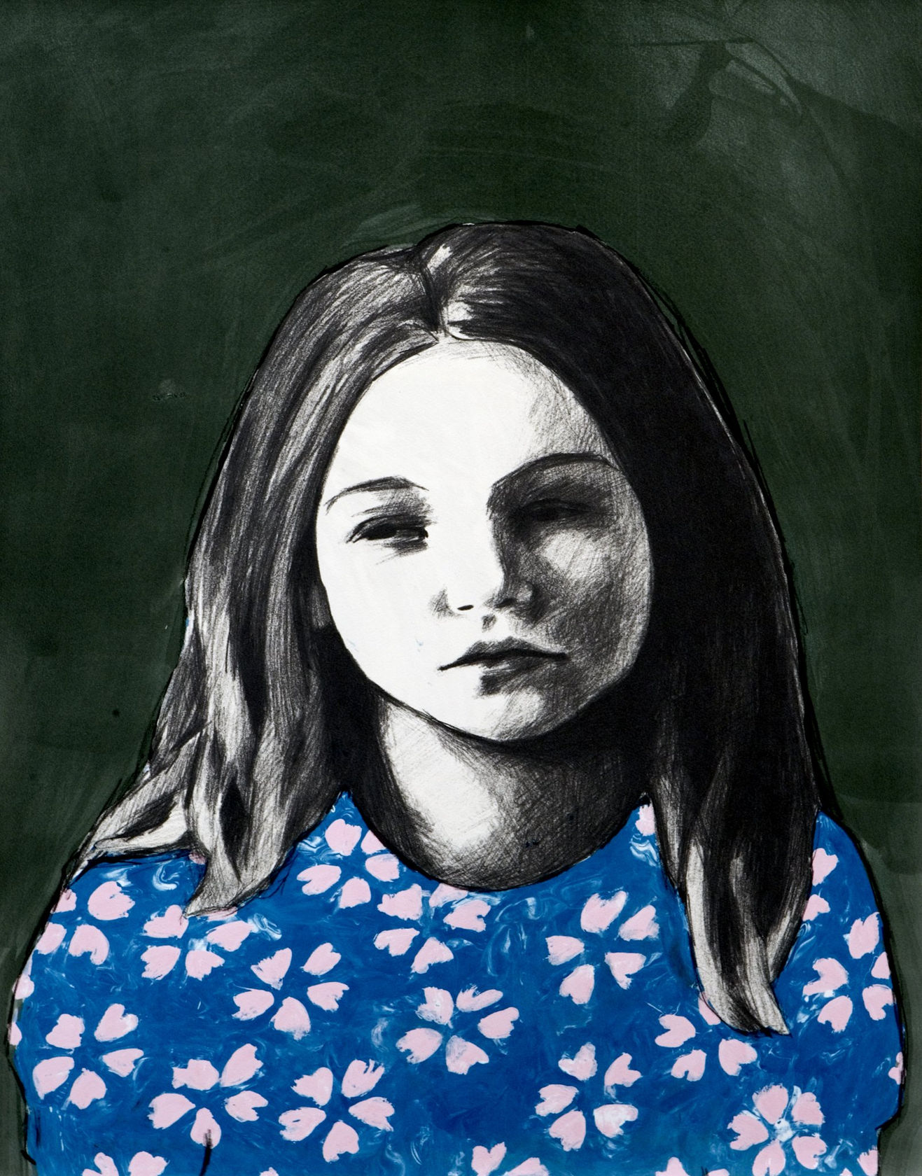 Claerwen James Girl 5, Blue, Green, 2011