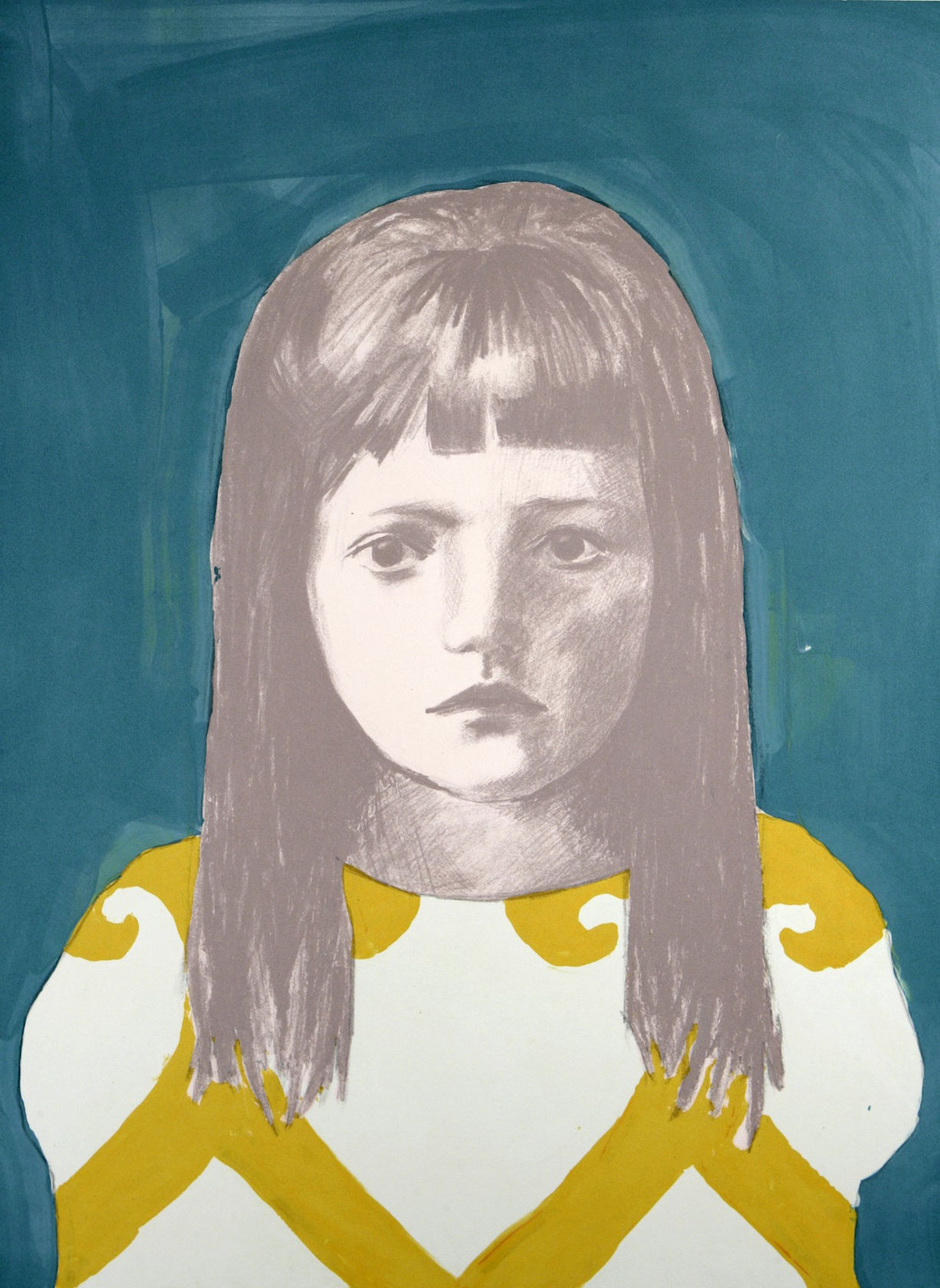 Claerwen James, Girl 2, White, Yellow, 2010