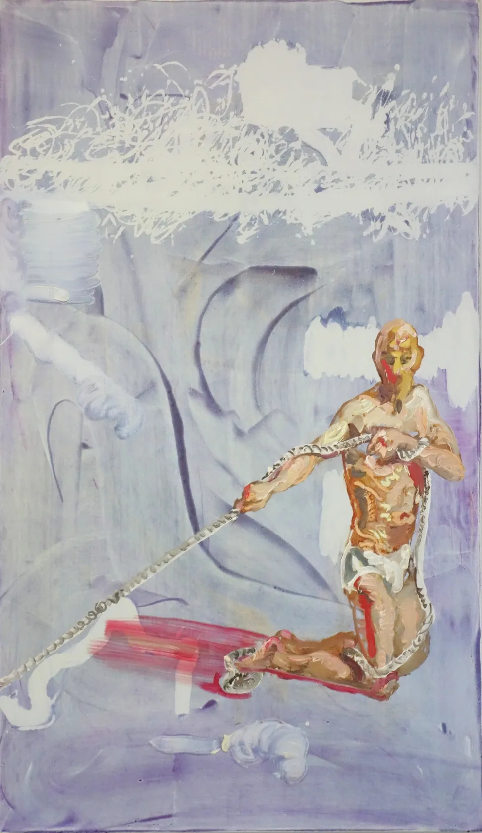 Peter Schmersal, Knieender Mann, Seil ziehend, 2013