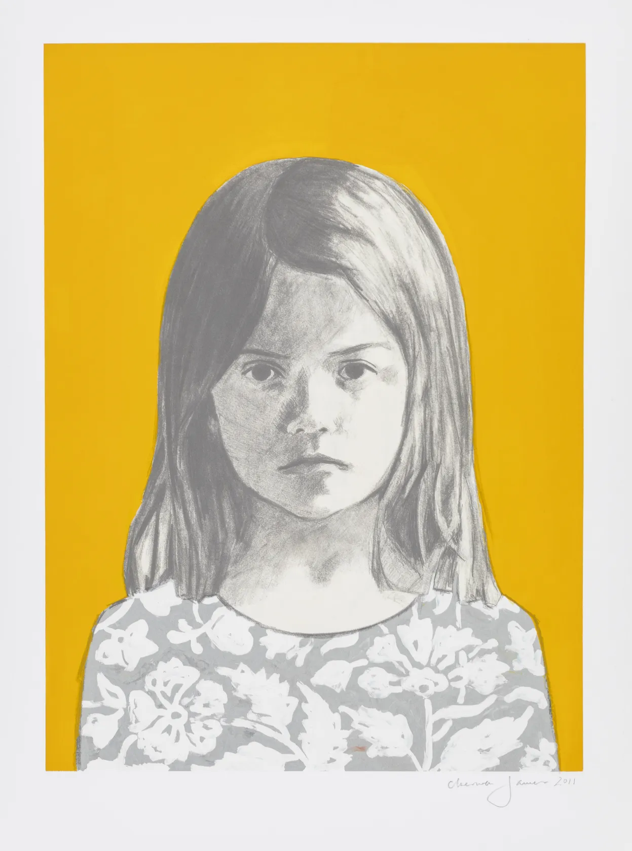 Claerwen James, Girl 1, Grey, Yellow, 2011