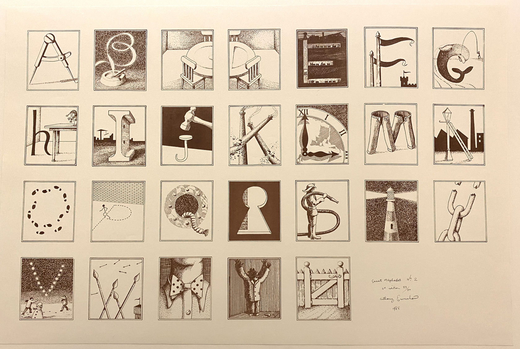 Anthony Earnshaw, Secret Alphabet No. 2 (Brown), 1985