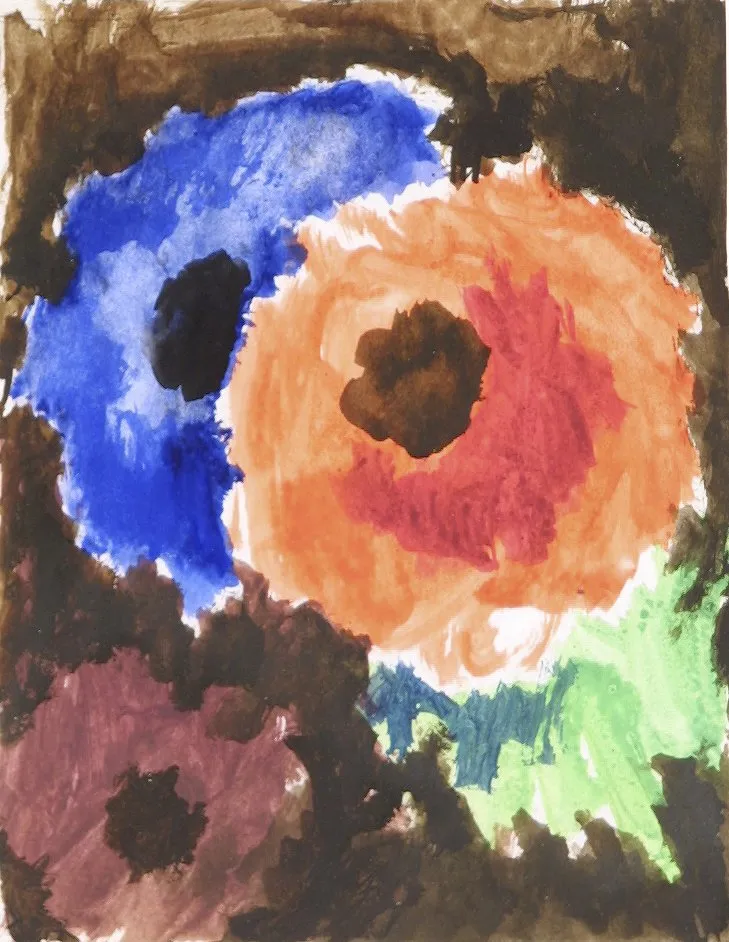 Josef Herman, Untitled (Three flowers with Brown Background), c. 1992