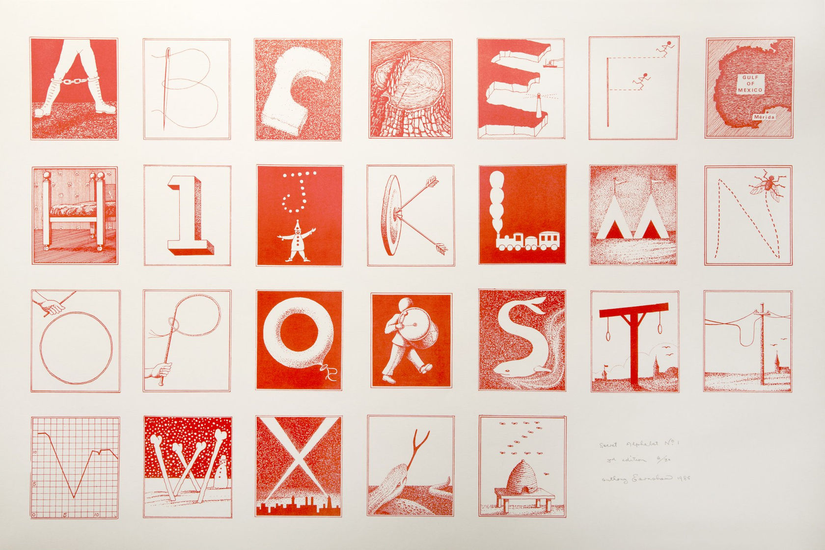Anthony Earnshaw, Secret Alphabet No. 1 (Red), 1985