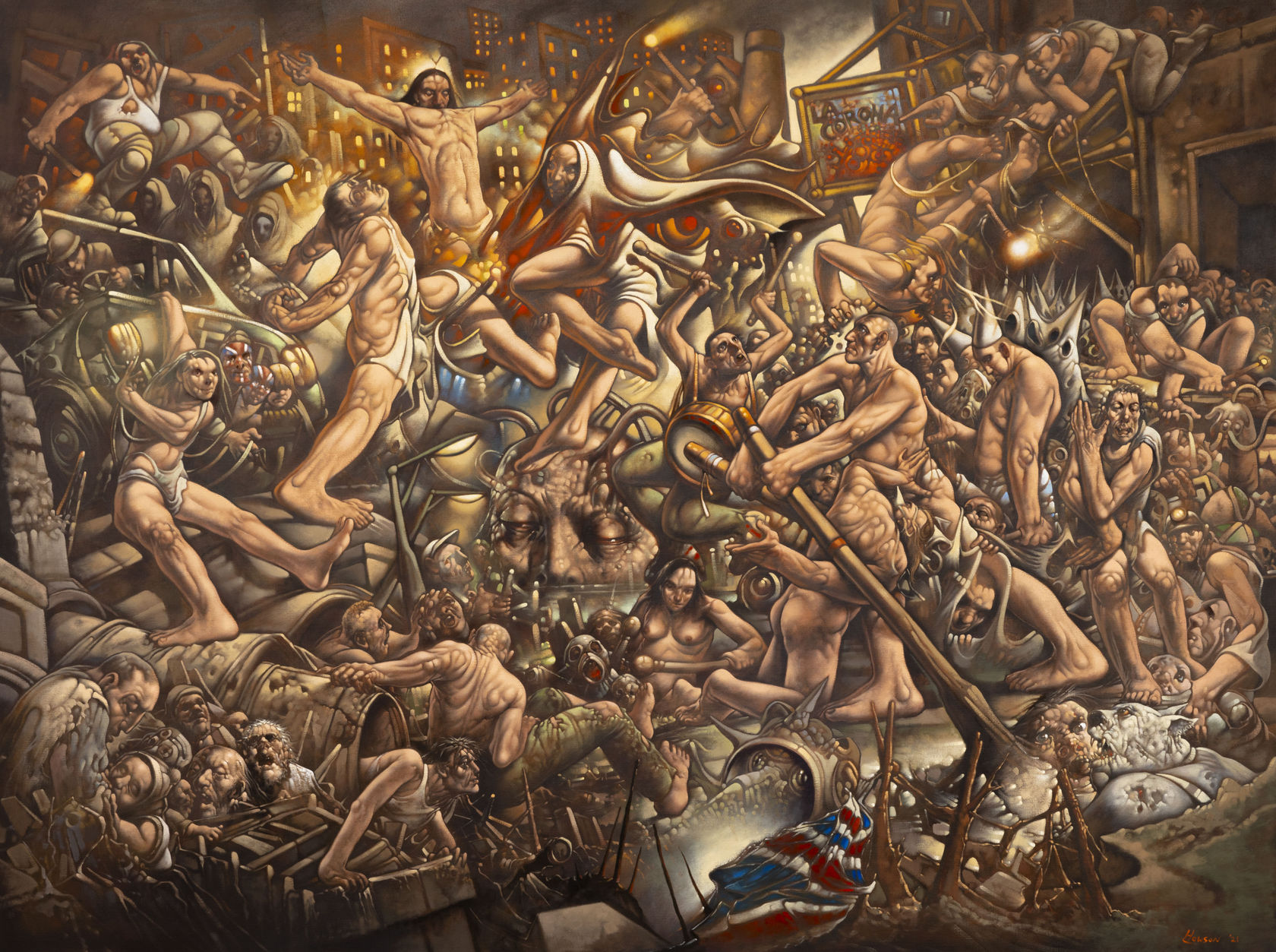 Peter Howson Phlegethon (The Fiery Third River of Hell), 2021