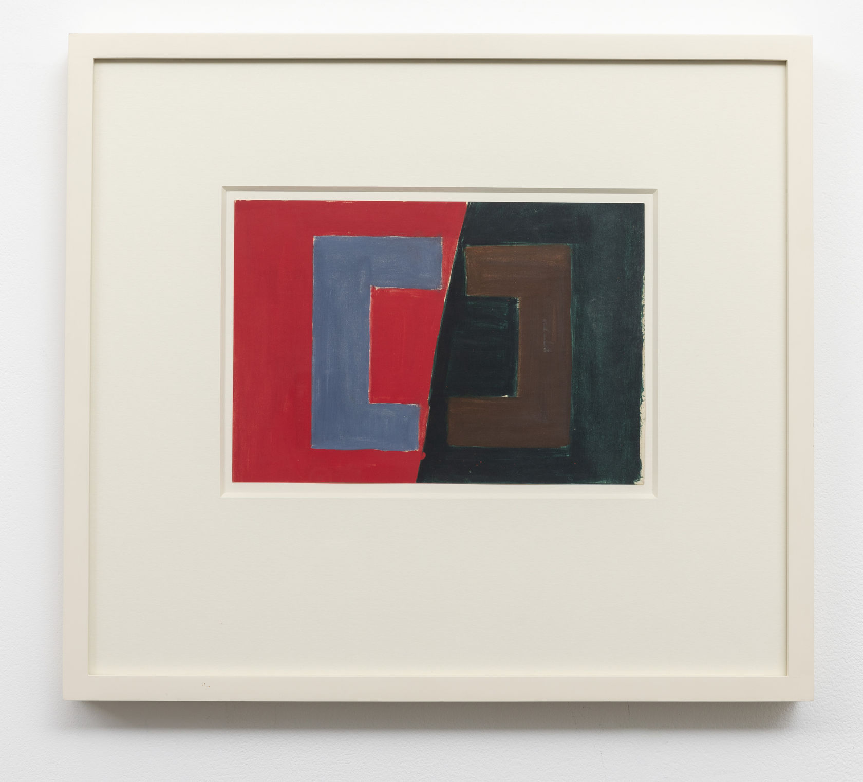 Michael Kidner Split Rectangle (grey on red facing brown on dark green), 1957