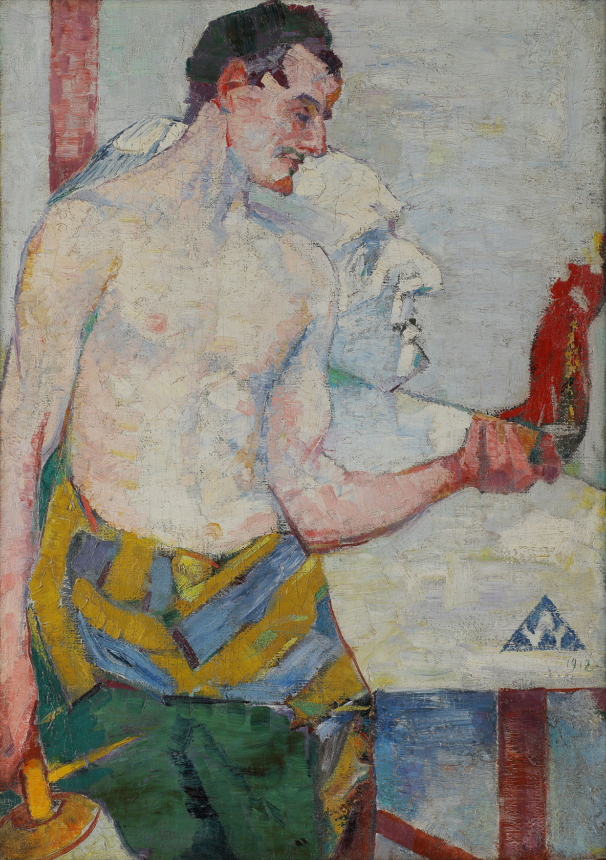 Signed with monogram and incorrectly dated ‘1912’ lower right  Oil on canvas  46 ¾ x 33 in. (119 x 84 cm)