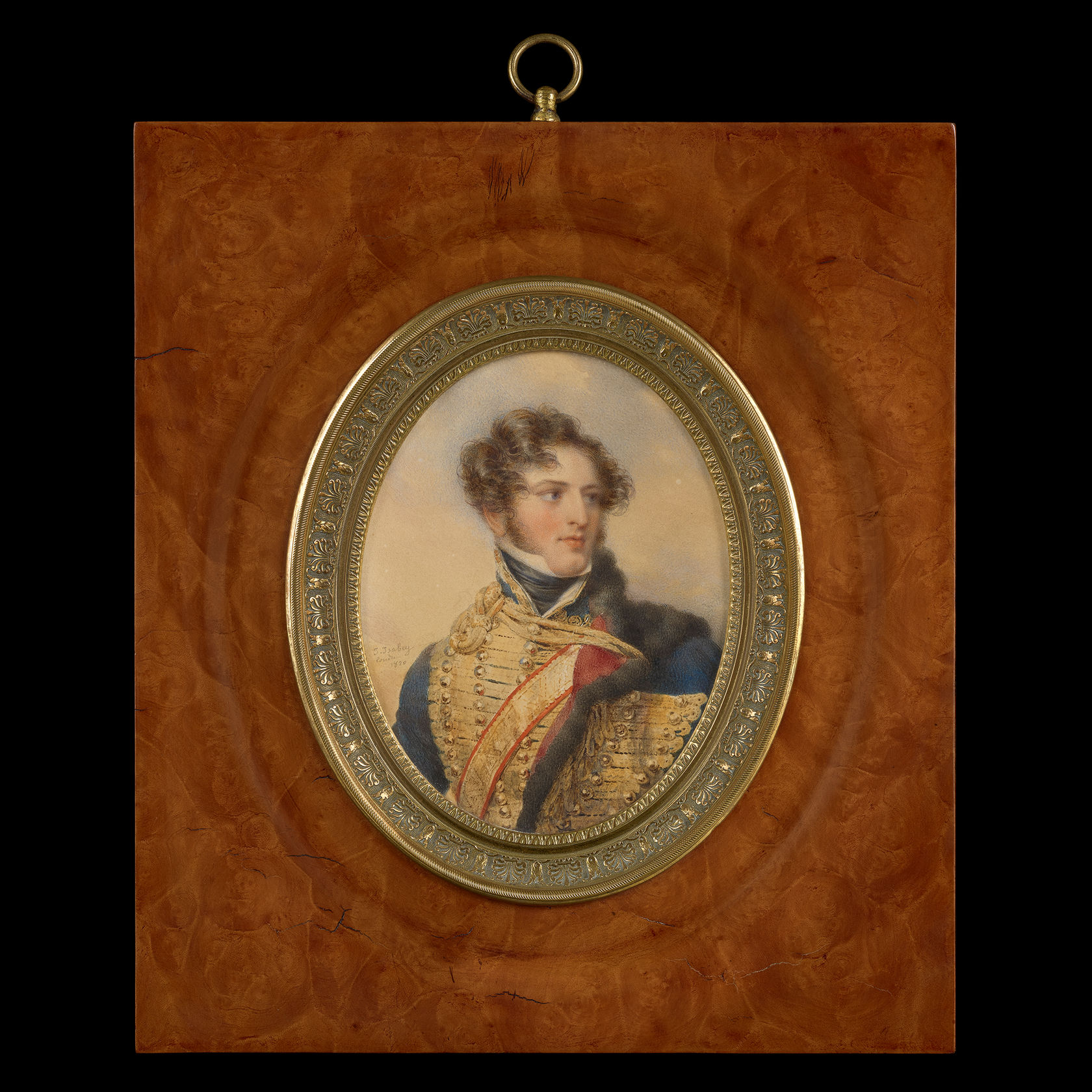 Watercolour on card, signed and dated ‘Isabey/ 1820’ set in rectangular wood frame with inner ormolu mount  Oval, 5.5 in (140mm) high