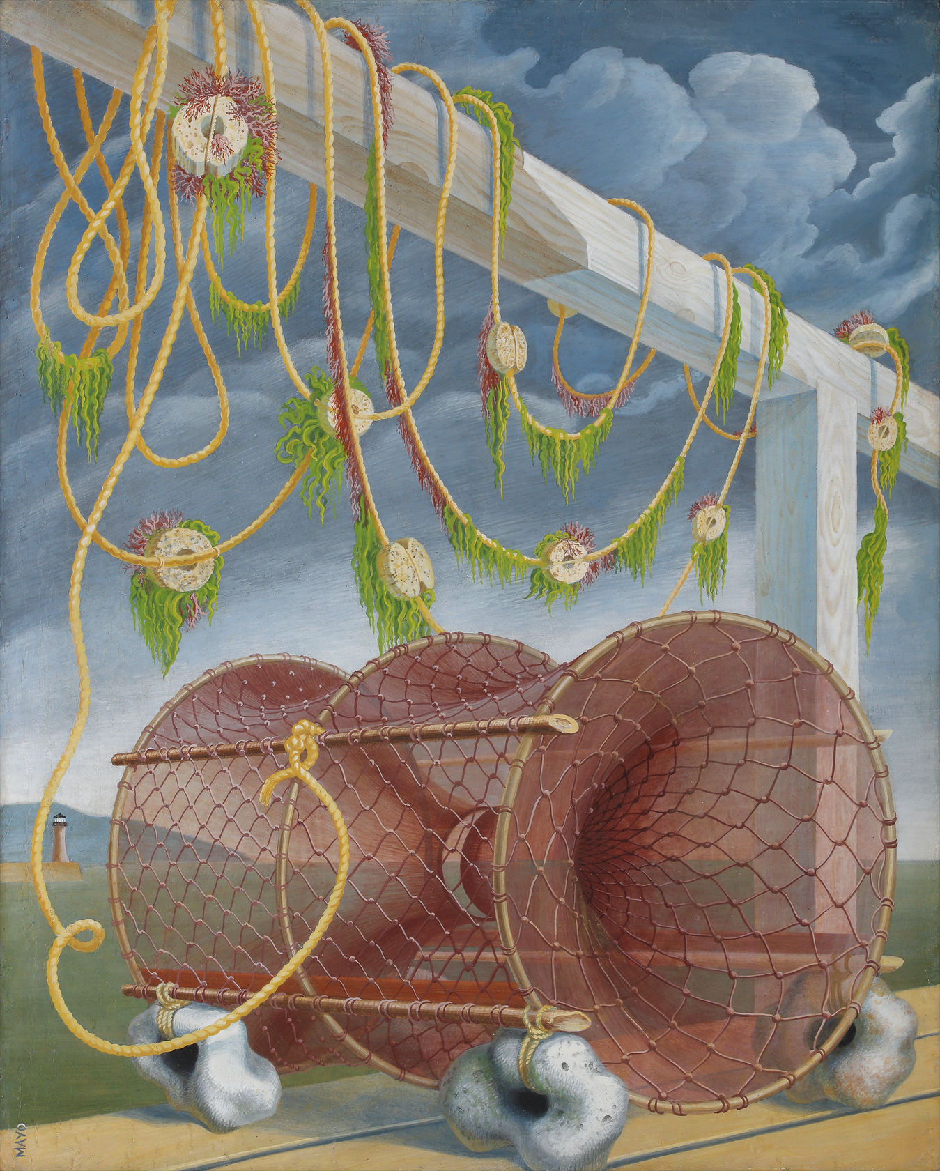 Signed ‘MAYO’ lower left  Tempera on board  16 x 12 ½ in. (40.5 x 32 cm)