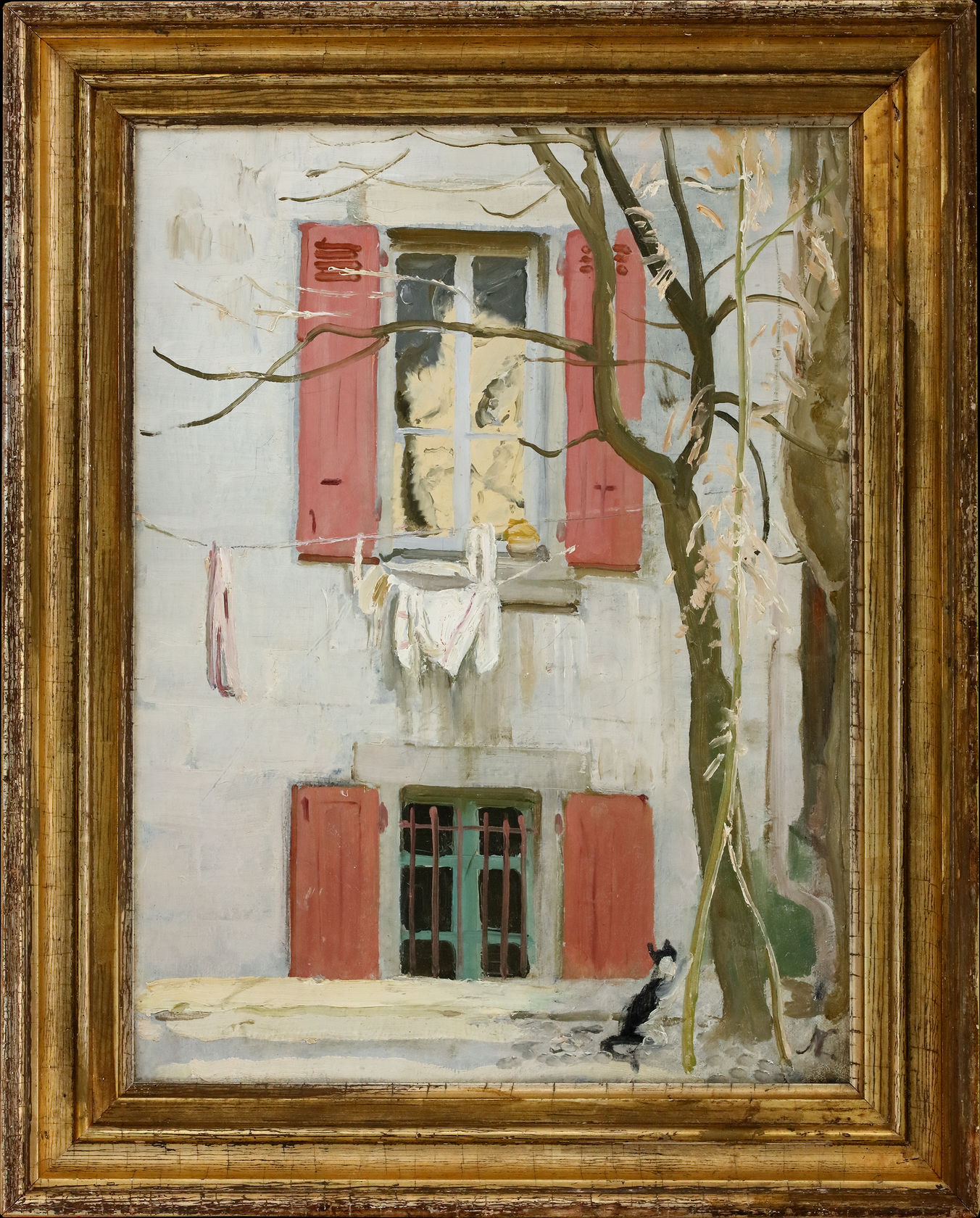 Signed with initial 'N' lower right and titled 'The Cat' on the reverse  Oil on canvas  16 x 12 in. (40.5 x 30.4 cm)