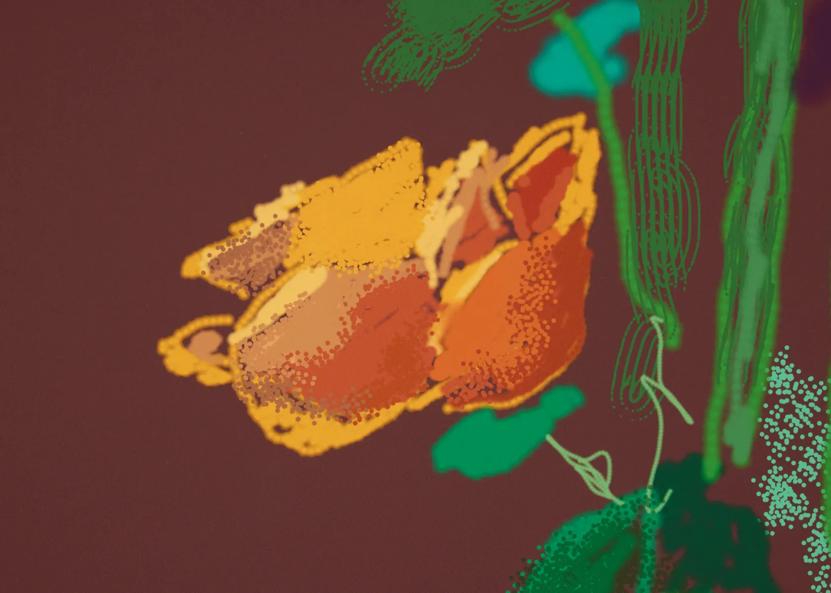 David Hockney 7th March 2021, More Flowers on a Table