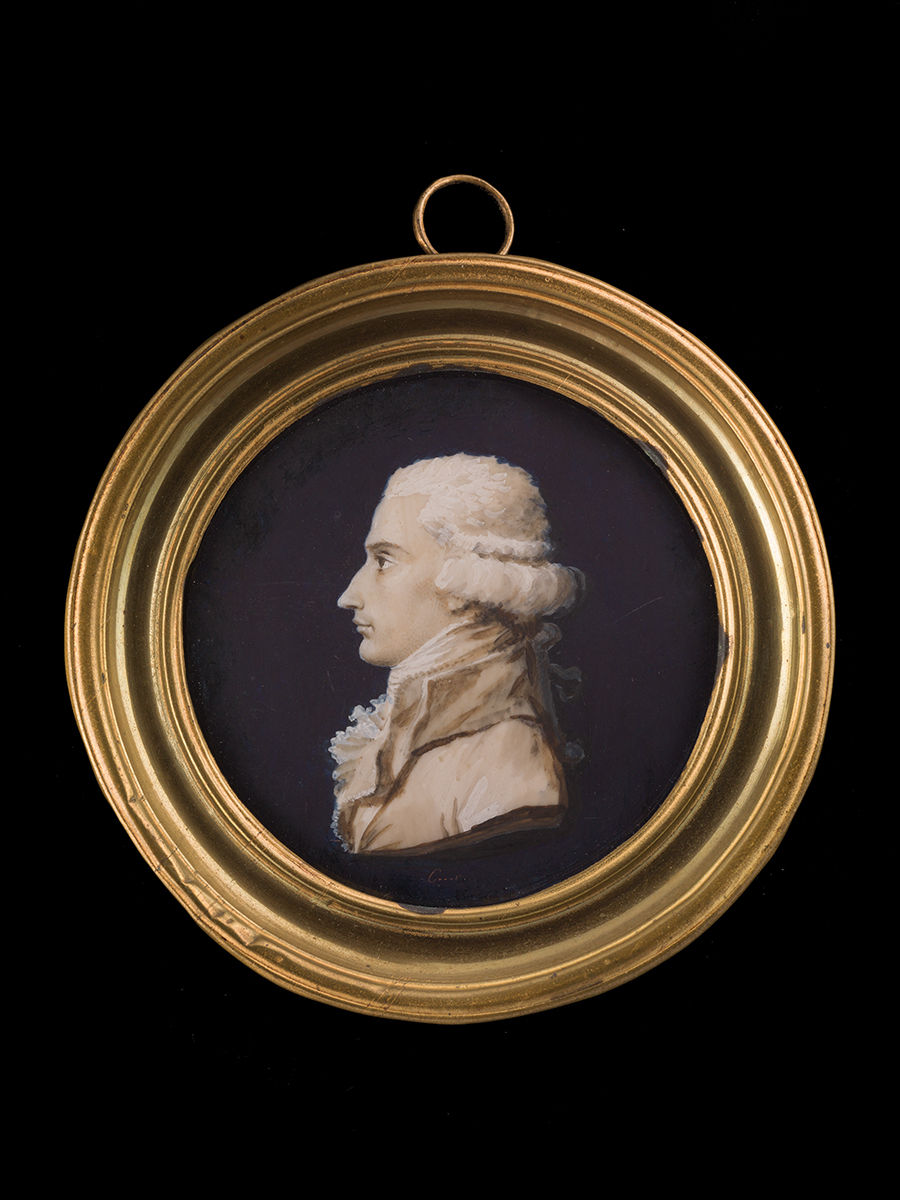 Jean Urbain Guerin, Georges-Frédéric Bapst (1756-1826), crown jeweller, in profile to the left, wearing coat, lace-frilled shirt and wig en queue , c. 1785-89. (Fig. 2)