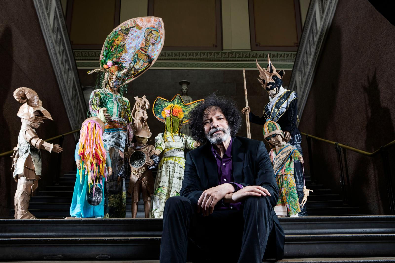 Hew Locke, The Watchers. Mixed media installation, 2024. Courtesy of the artist, photo &copy; Richard Cannon