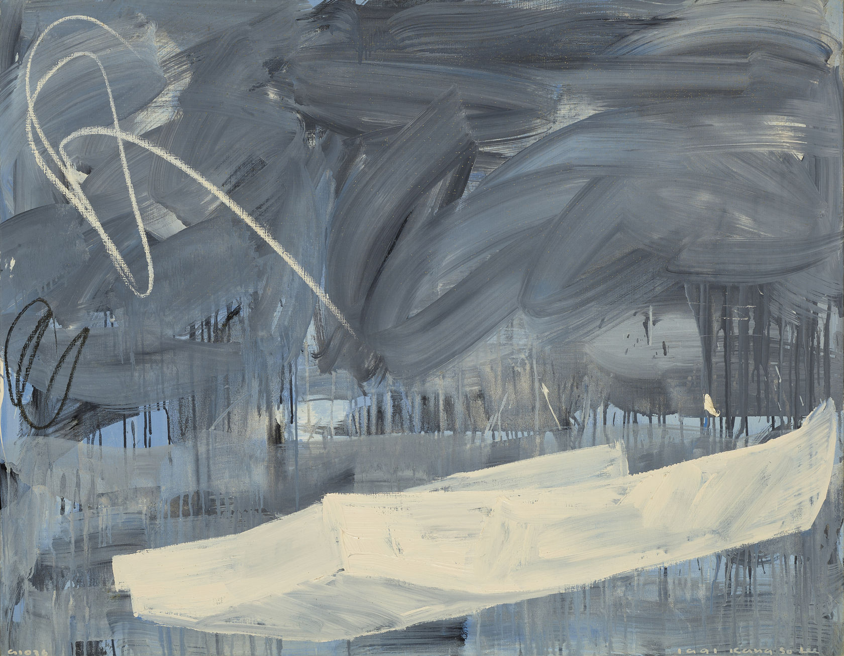 Lee Kang So Untitled-91036, 1991 Oil on canvas 91 x 116.7 cm (35.83 x 45.94 in)