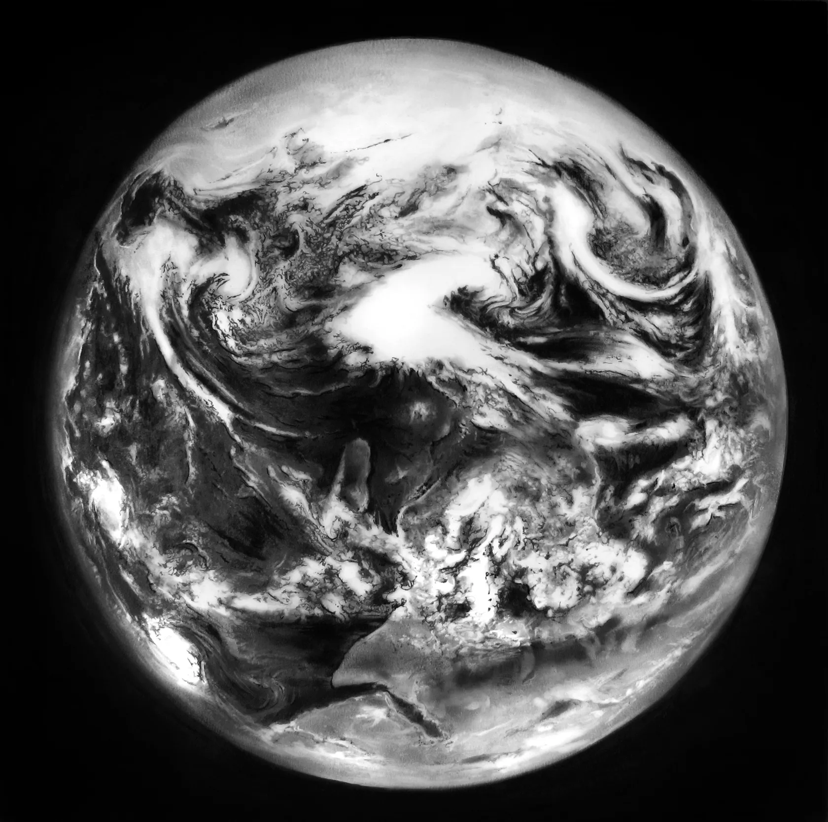 Robert Longo, Study of Earth Upside Down, 2007