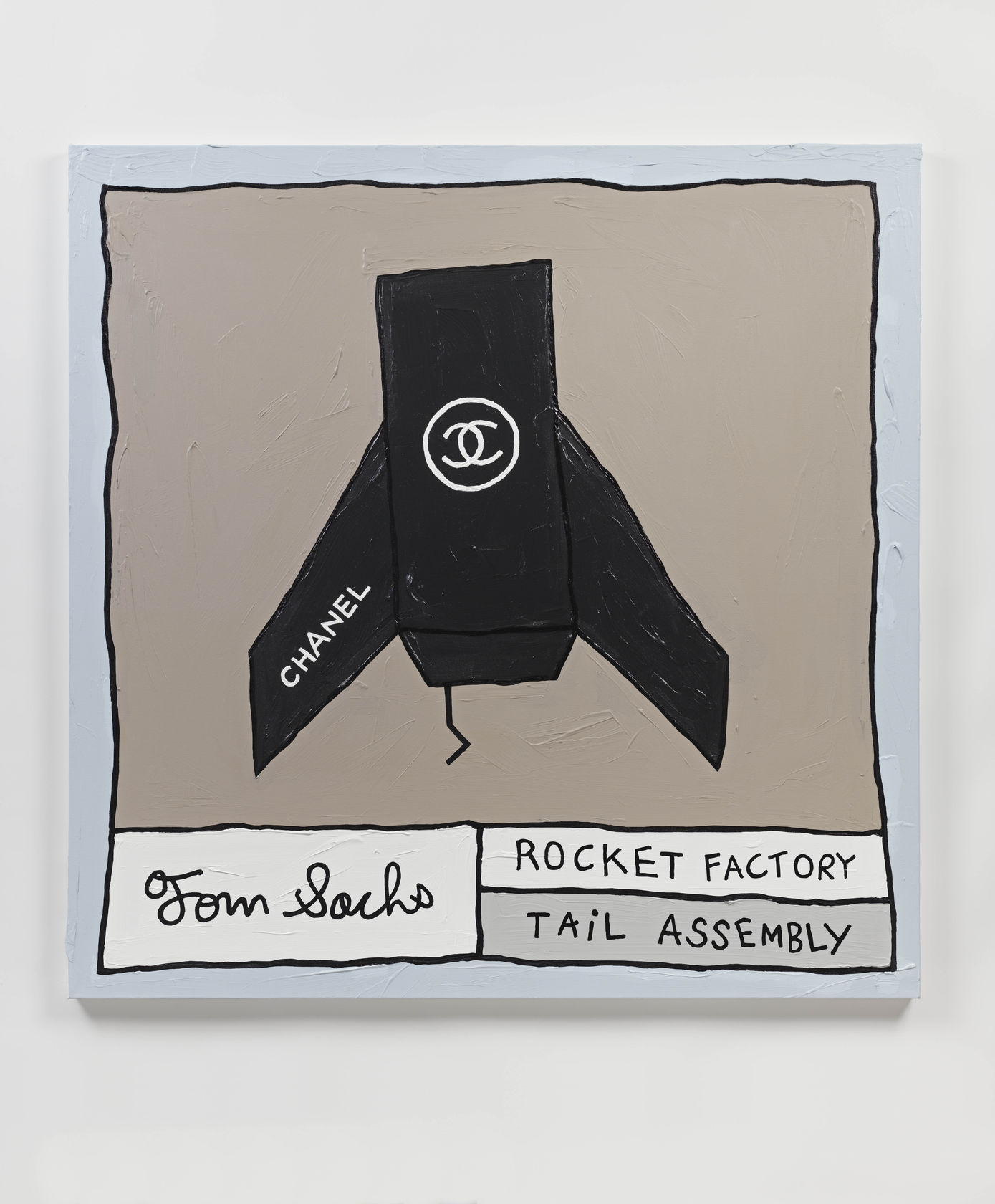 Chanel Tail Assembly 샤넬 로켓 꼬리, 2022 Synthetic polymer and Krink on canvas 121.9 x 121.9 cm