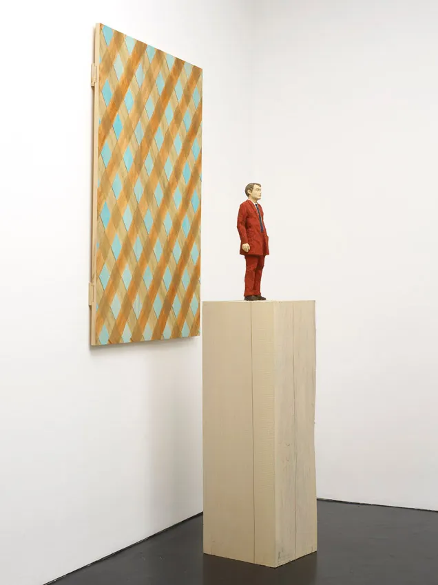Stephan Balkenhol Man in Reddish Brown Suit, with Plaid Relief, 2011