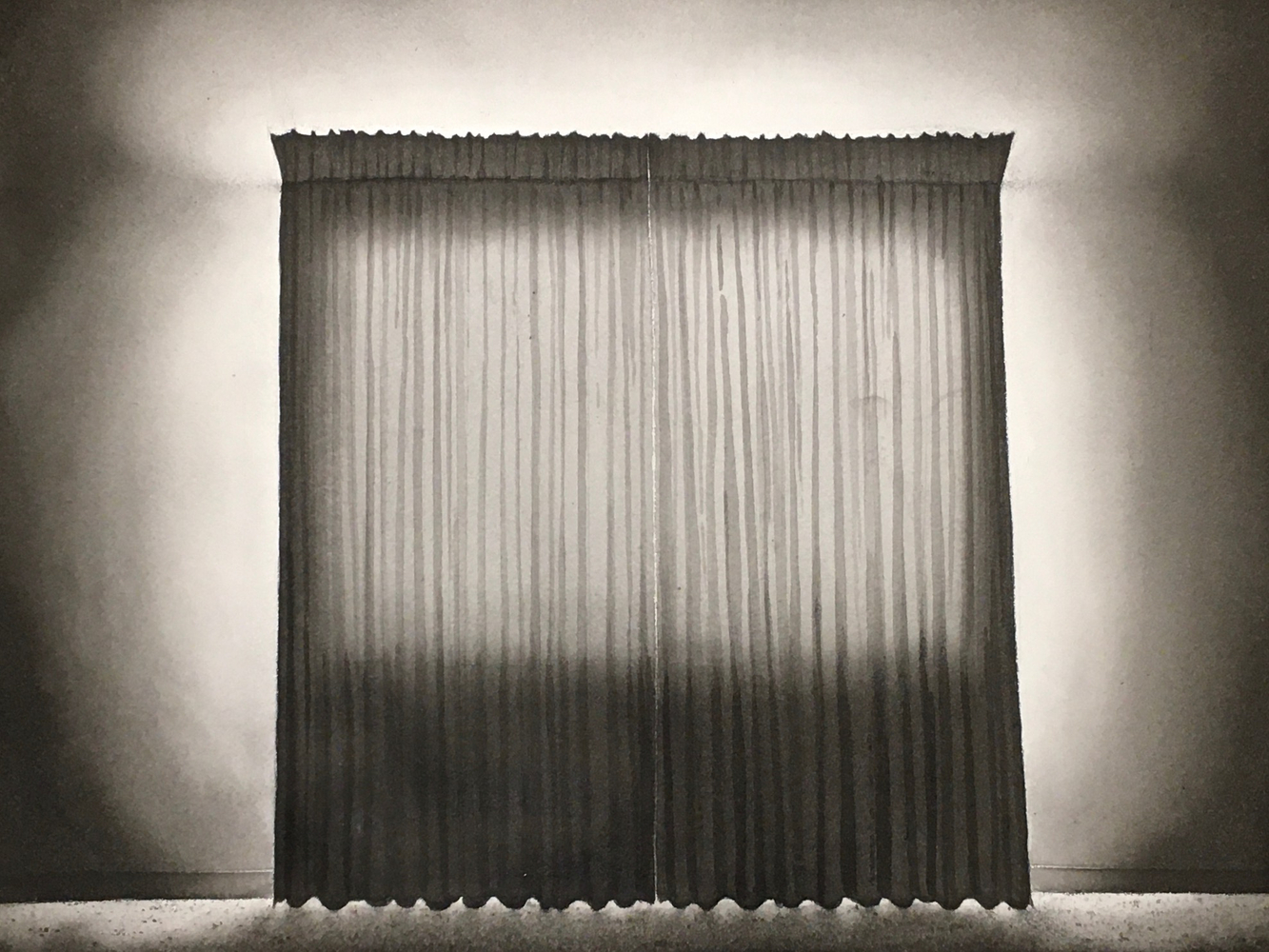 New work by Ballantyne, india ink on paper, 12 x 16 inches.