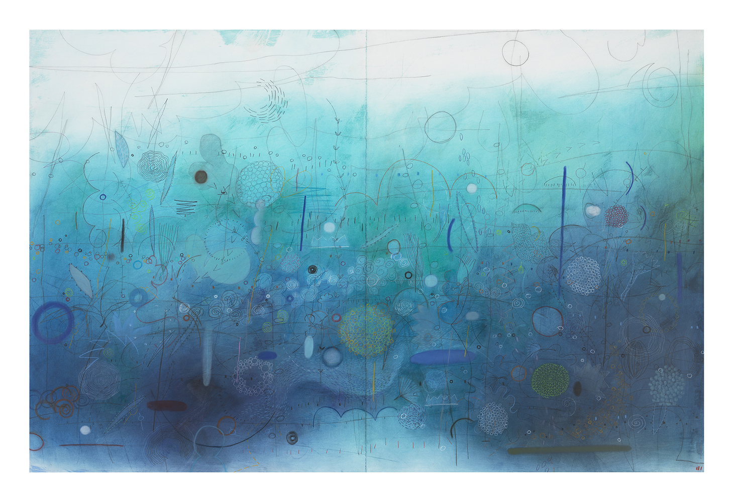 Cambrian Nursery, 2018
Mixed media on canvas
51 x 78 1/2 inches