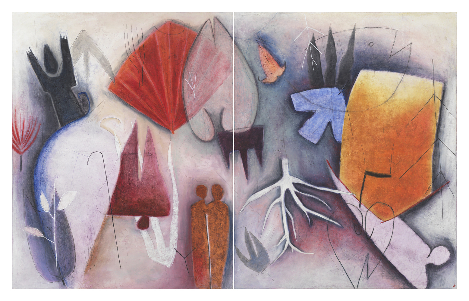 Twins,&amp;nbsp;1987
Mixed media on canvas
60 x 98 inches