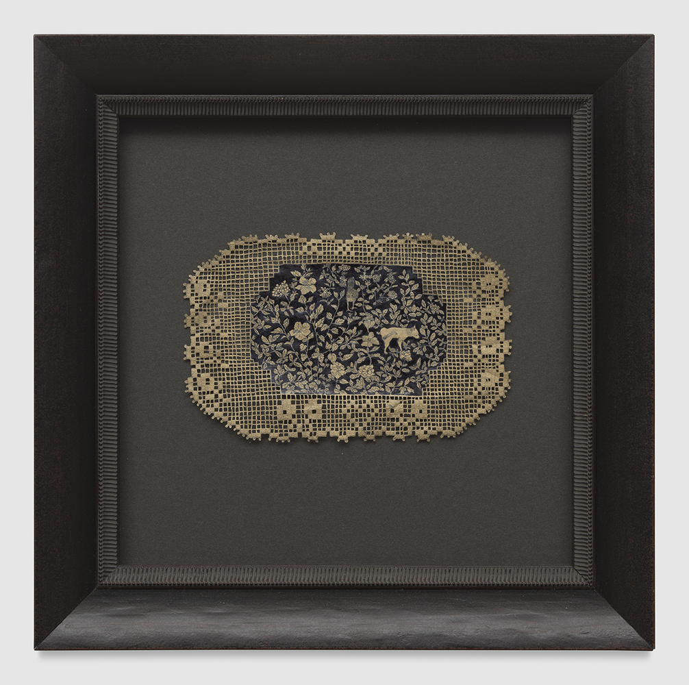 Jasmin Sian
dovecote: a tree-pee in Bugoy&amp;#39;s favorite spot with Mrs. Manok, mom&amp;#39;s garden, Philippines, 2025
Gouache, lacquer ink, graphite and cut-outs on deli-bag paper
Framed Dimensions:
10 1/2 x 10 1/2 inches
26.7 x 26.7 cm
Artwork Dimensions:
3 5/8 x 5 3/4 inches
9 x 14.4 cm