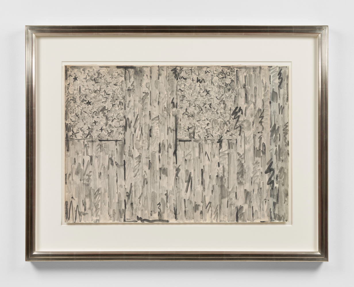 Study for Two Flags, 1969

Graphite wash and graphite pencil

on two adjoined pieces of paper

21 1/8 x 29 7/8 inches

Private collection, New York