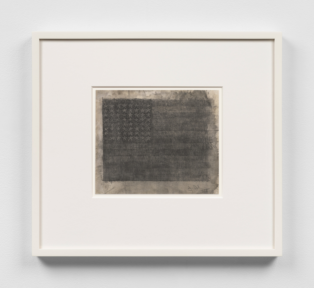 Flag, 1955

Graphite and graphite wash on prepared paper

8 5/8 x10 1/8 inches

Museum of Modern Art, New York

Gift of Edgar Kaufmann, Jr. (by exchange)

and Committee on Drawings Funds