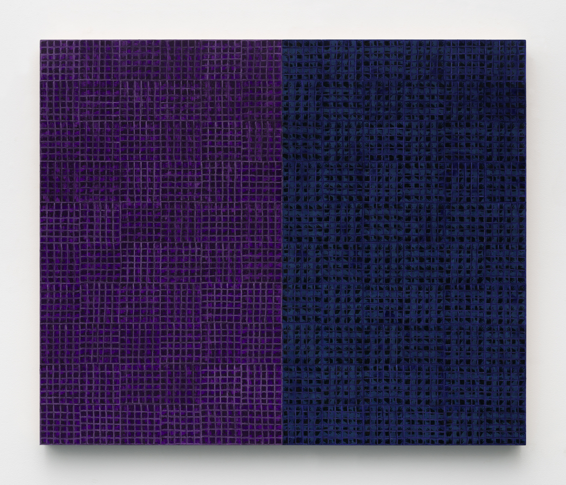 McArthur Binion (b. 1946)
Handmadeness:five, 2023
Ink, oil paint stick and paper on board
40 &amp;times; 48 &amp;times; 2&amp;nbsp;⅛ inches
101.6 &amp;times; 121.9 &amp;times; 5.4 cm