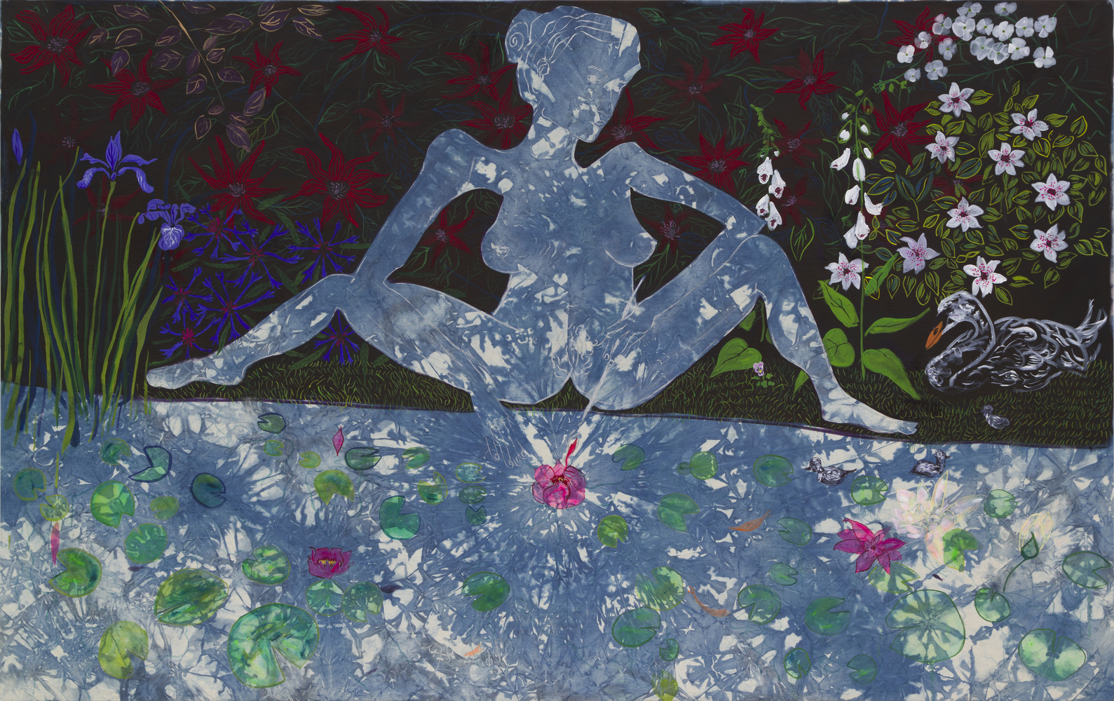 Night Pond,&amp;nbsp;2023
Acrylic on dyed canvas
77 x 122 inches