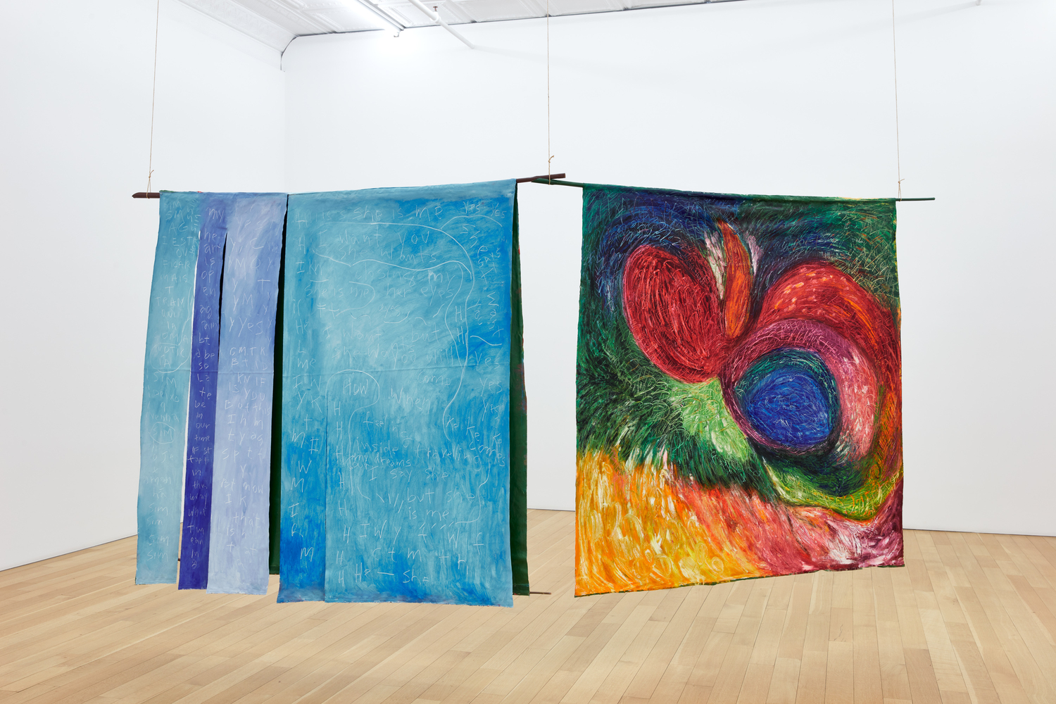 Tad&amp;aacute;sk&amp;iacute;a

I wanna dream with you, 2025

Oil and oil stick on canvas with bamboo and branch

Diptych, Part 1: 66 1/8 x 76 3/4 x 1 1/8 inches (168 x 195 x 3 cm)
Part 2: 63 3/4 x 73 1/4 x 3/8 inches (162 x 186 x 1 cm)
[Double-sided work]

(TDK25-01)