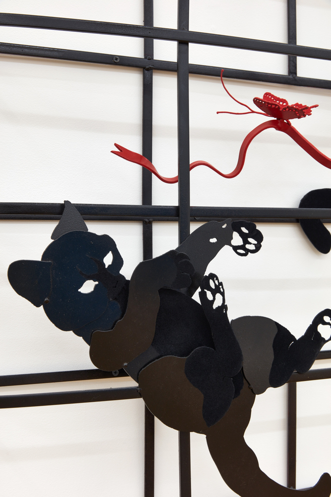 Abigail Lucien

e.s.p., 2023

Enamel, vinyl, and rayon on steel

37 1/2 x 37 1/2 x 9 inches (95.3 x 95.3 x 22.9 cm)

(ALU23-01)