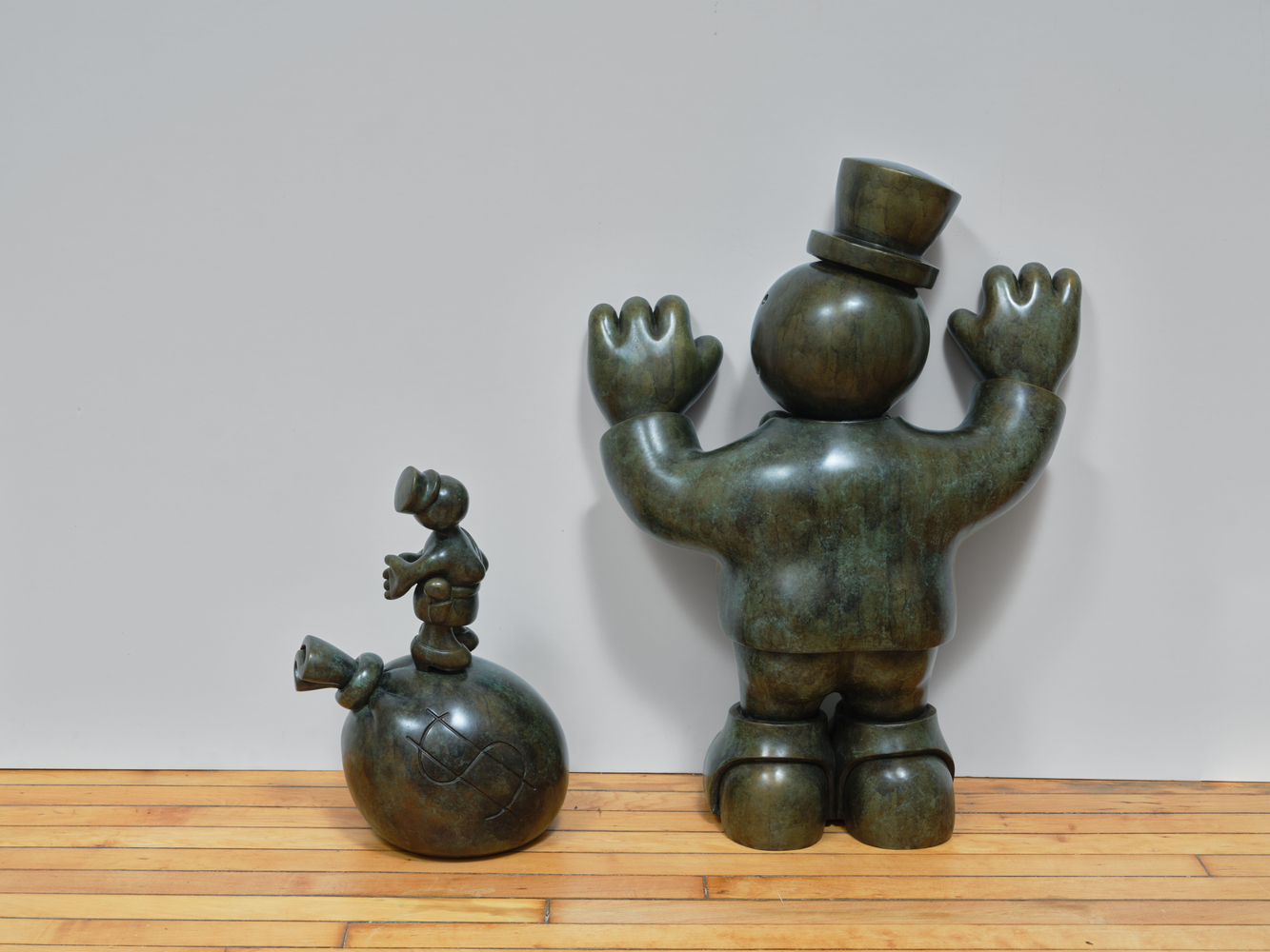 Tom Otterness

Embezzler and Cop, 1999

Bronze

Embezzler: 29 1/2 x 22 x 10 inches

Cop: 18 x 9 x 11 1/2 inches

Edition of 6