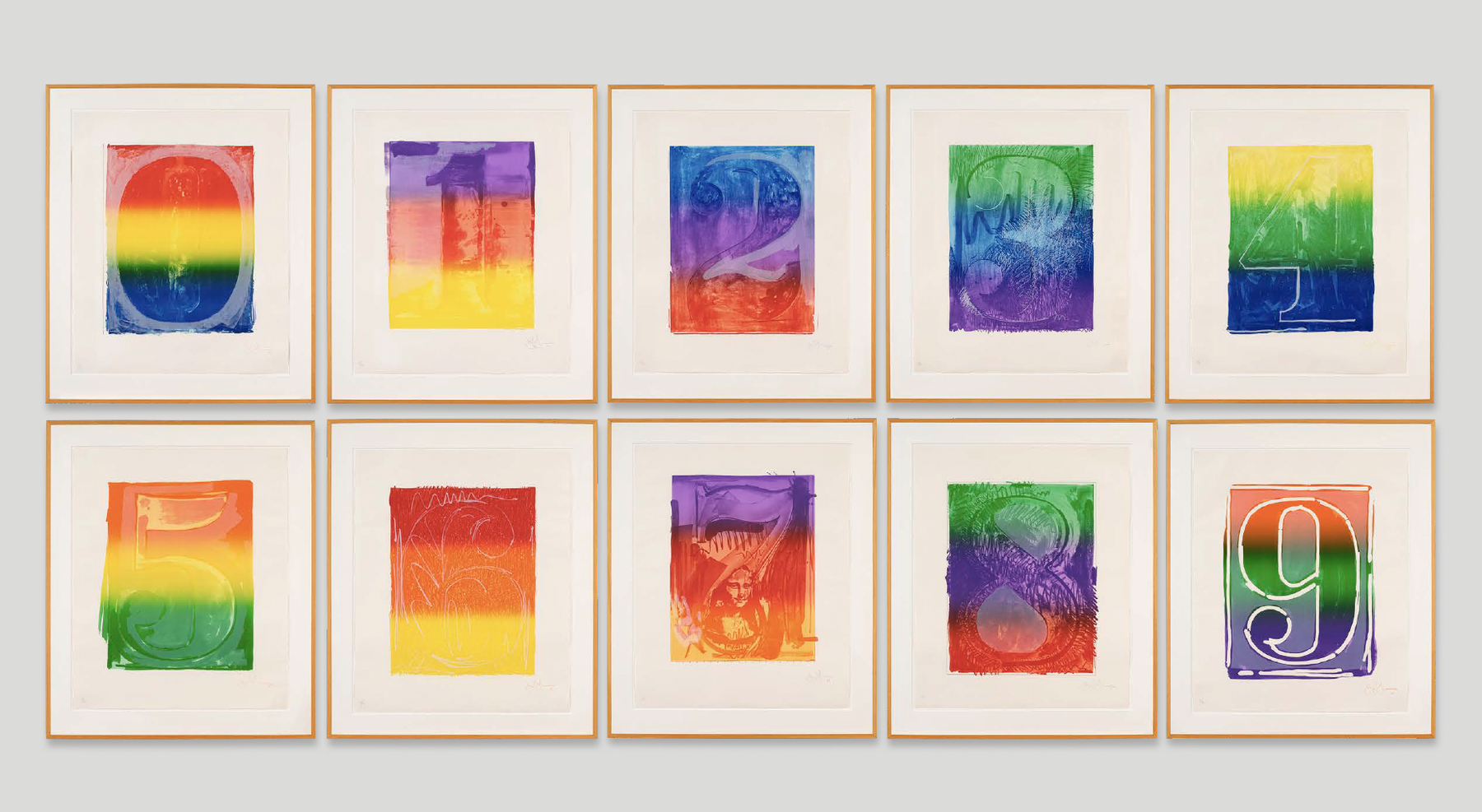 Jasper Johns

Color Numerals, 1969

Ten lithographs

38 x 31 inches, each

Edition of 40