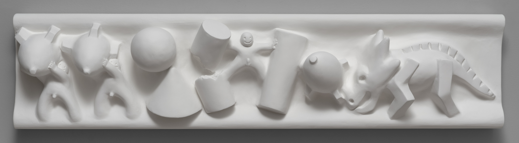 Tom Otterness

Bad Boys, 1982&amp;ndash;83 (cast in 2025)

Plaster coated in polymer emulsion

10 1/2 x 44 5/8 x 6 1/4 inches