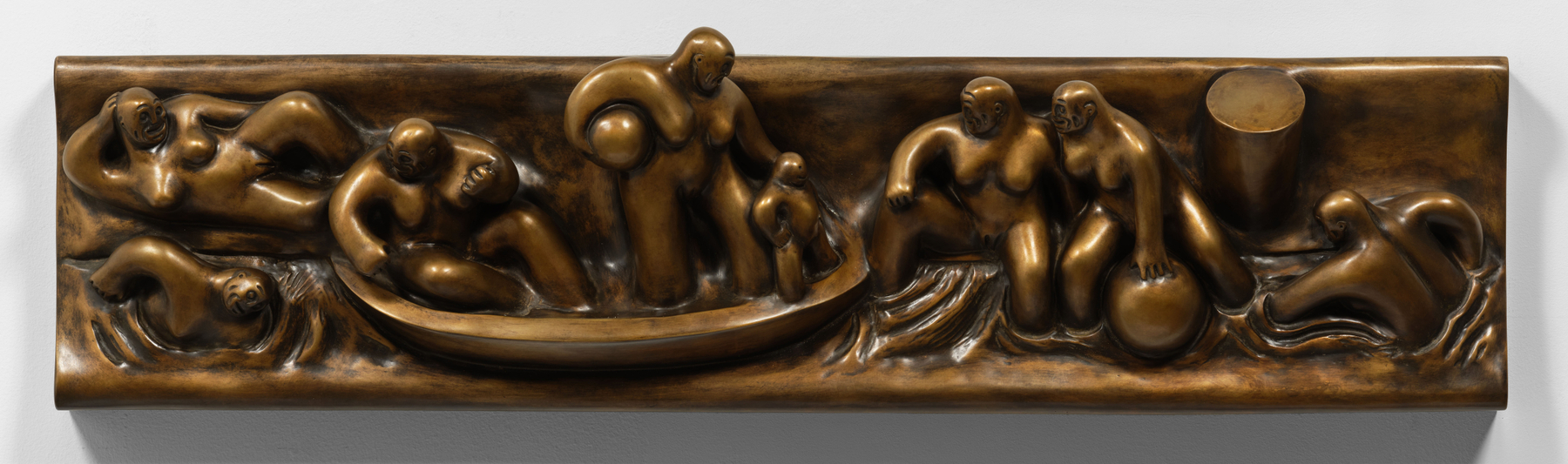 Tom Otterness

Boating Party, 1982&amp;ndash;83 (cast in 2025)

Bronze

11 x 44 1/4 x 6 1/4 inches

Edition of 3
