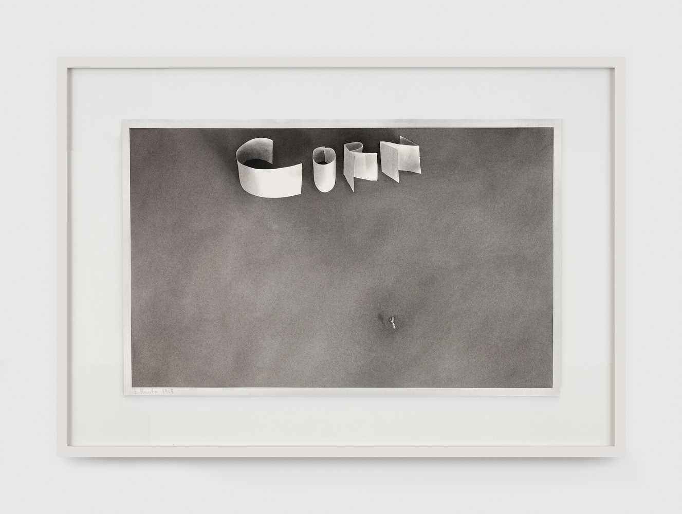 Ed Ruscha

Corn with Screw, 1968

Gunpowder on paper

13 1/2 x 21 7/8 inches