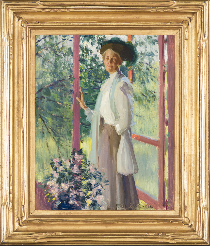 Edward Dufner (1871–1957), The Artist’s Wife, oil on paper mounted on board, 9 1/2 x 7 1/2 in., signed lower right: Edw Dufner