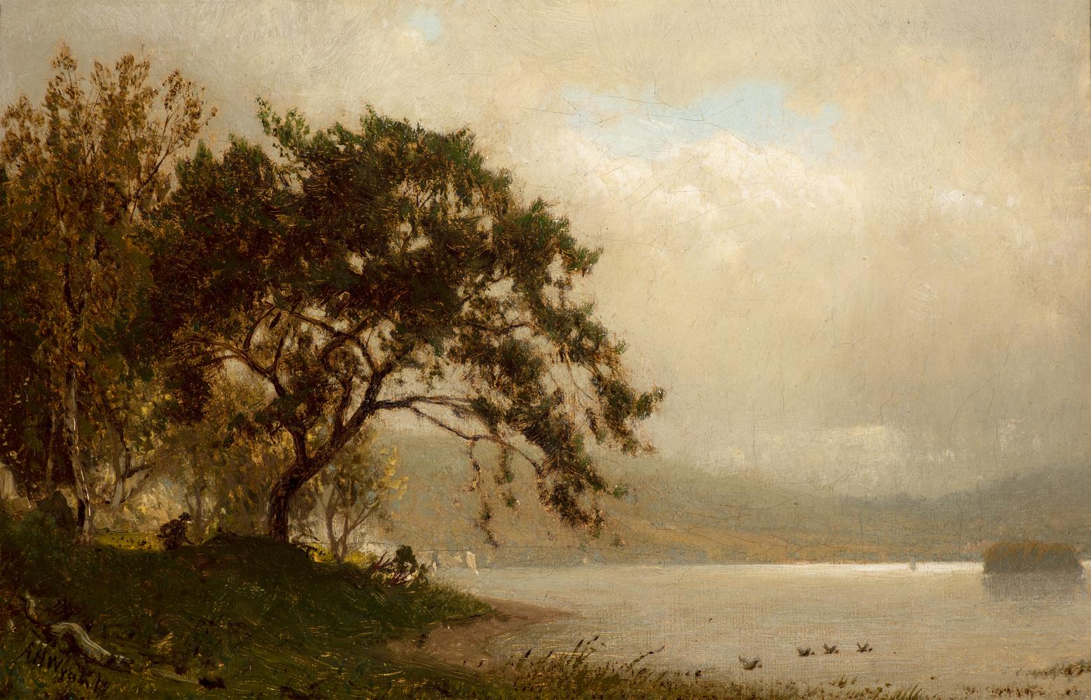 Alexander Helwig Wyant (1836–1892), The Duck Hunter, c. 1872–75, oil on canvas, 6 1/8 x 9 1/8 in., signed lower left: AH Wyant