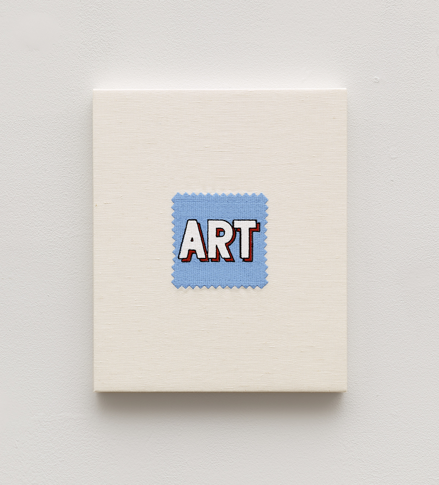 Elaine Reichek Swatch, Lichtenstein (Blue), 2006 digital embroidery on linen 12 x 10 inches